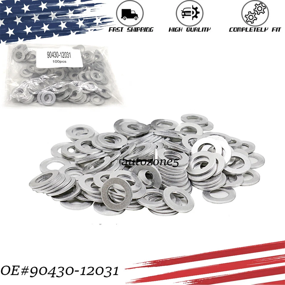 Juego de 100 juntas de arandela de tapón de drenaje de aceite 90430-12031 para Toyota Prius Lexus Scion Foto 2 de 4