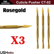Cuticle Pusher Removal Manicure Pedicure Beauty Gouge Cuticle CT-02 Rose Gold X3