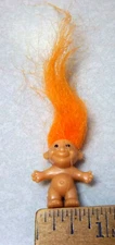 cute 1 inch tall (3 inches w/ the hair) Orange hair Troll Doll, cute collectible