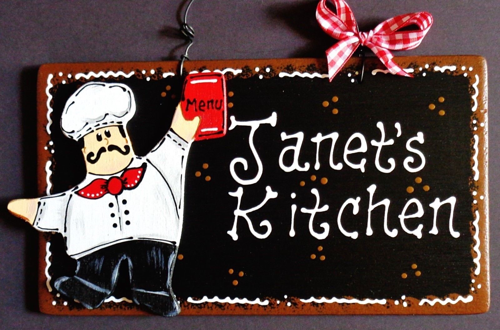 FAT CHEF Personalize KITCHEN Name SIGN Wall Hanger Plaque Cucina Bistro Decor