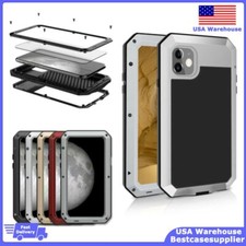 Shockproof Metal Hard Case Tempered Glass For iPhone 16 15 Pro max 14 13 Mini 12