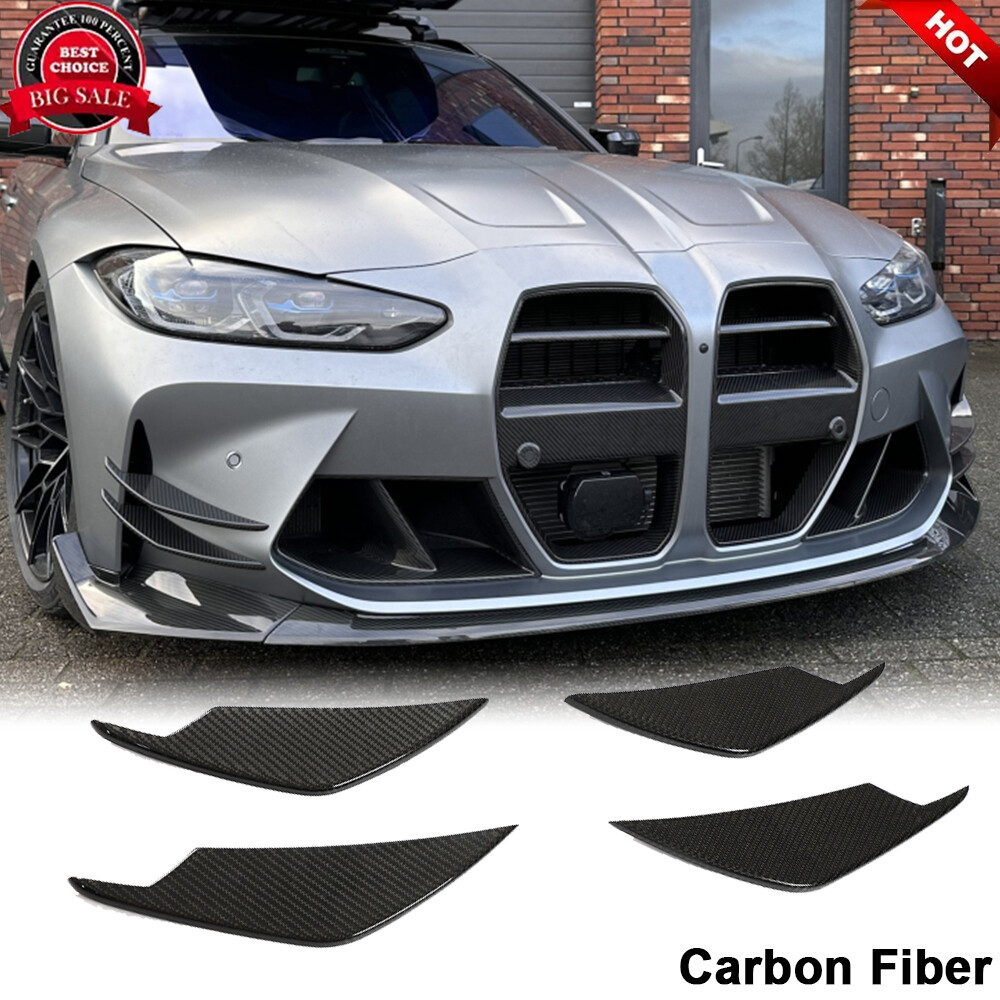 For BMW G80 M3 G82 G83 M4 2021-23 DRY CARBON Front Bumper Splitters Canard Fins