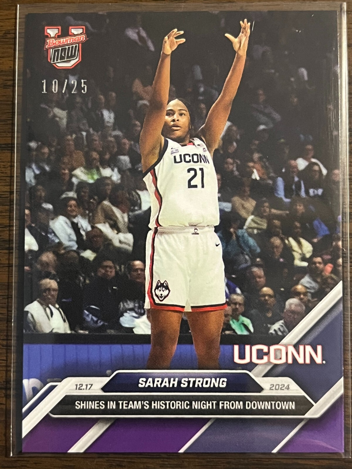 2024-25 Topps Bowman U Now #33 Sarah Strong UConn Huskies PURPLE 10/25
