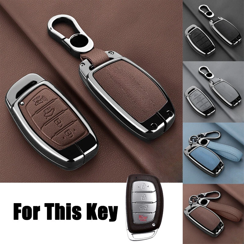 For Hyundai Elantra Sonata ix35 Tucson Zinc Alloy Leather Car Key Case Cover Bag - Image 3 of 4