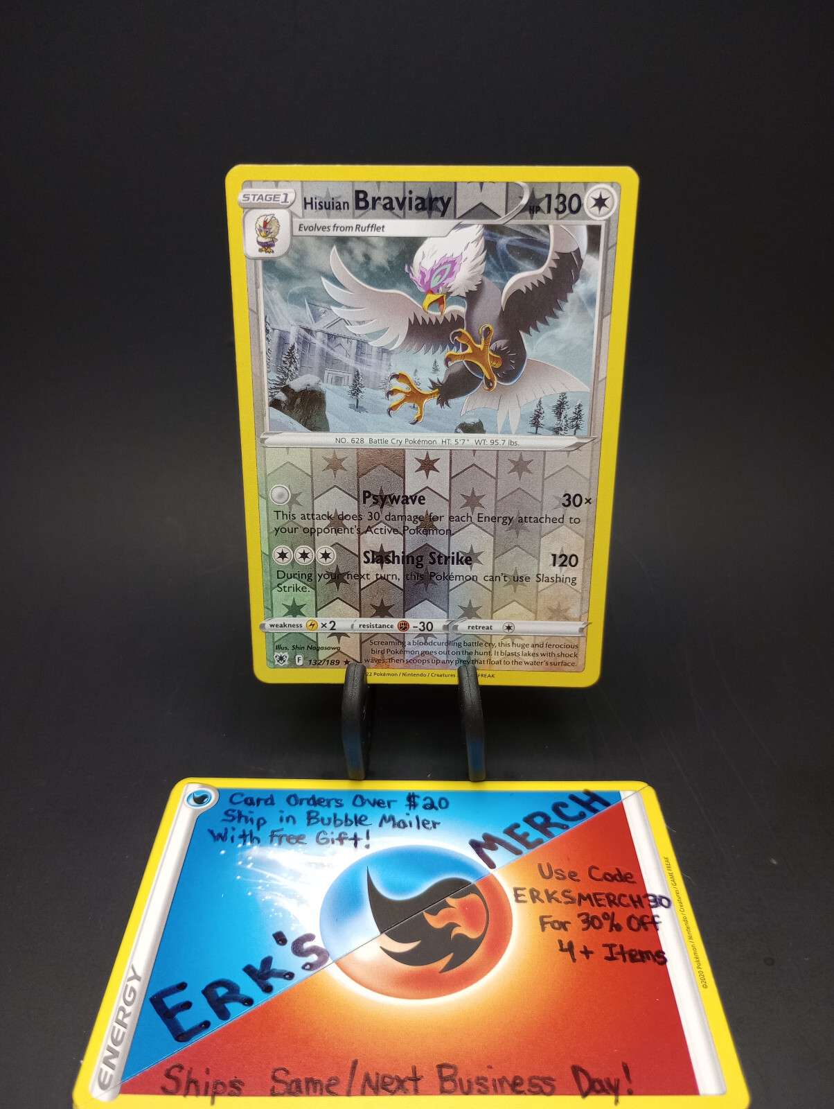 Hisuian Braviary 132/189 Astral Radiance Reverse Holo Rare Pokemon Card 
