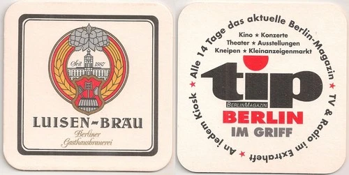 Luisen-Bräu, Berlin (GHB) - old beer mat "tip Berlin magazine"