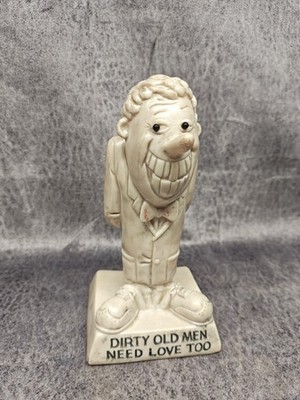 1970 DIRTY OLD MEN NEED LOVE TOO W.& R. Berries Mantel/Desk Art Deco Paperweight