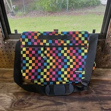 Yak Pak Checkerboard Crossbody Messenger Bag Multi-Color Large Y2K Preppy School