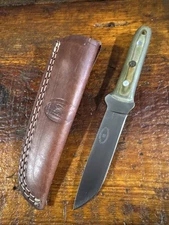 CFK Custom Forged Knife Fixed Blade Survival Knife.  Leather Sheath. 