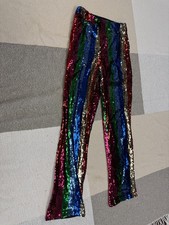 Fashion Nova Pants Womens Size XS rainbow Sequin Trouser 