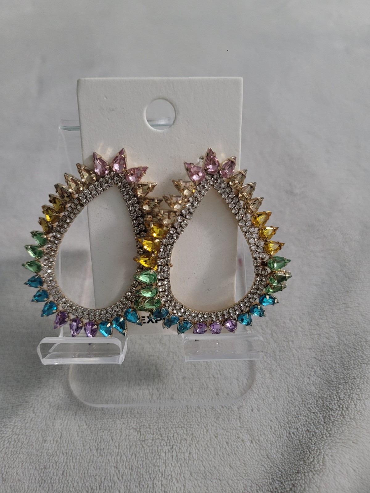 Large Rainbow Rhinestone Statement Earrings – - image 1