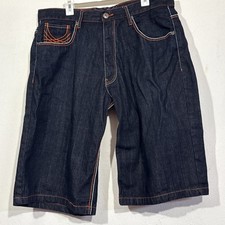 Evolution In Design Blue Embroidered Jeans Shorts Baggy Skater Y2K Men's 38x14