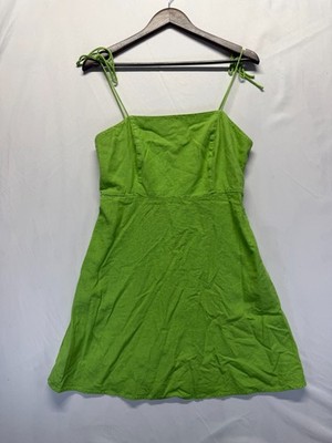 Old Navy Fit & Flare Tie Shoulder Mini Cami Dress Womens Large Grass Green Linen