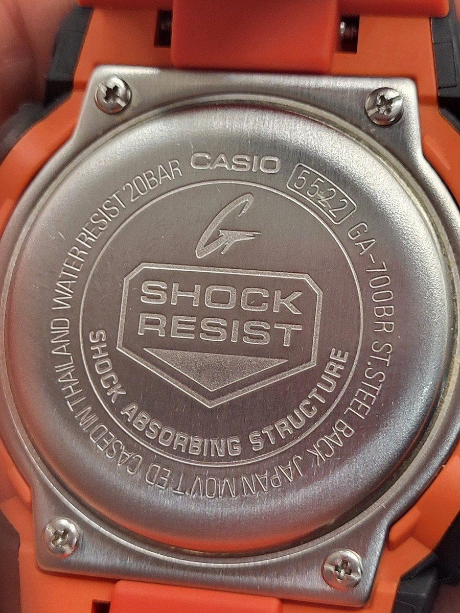 NEAR MINT Casio G-Shock GA-700BR Black Orange Sports Watch Shock