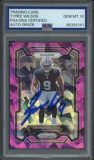 TYREE WILSON SIGNED 2023 PANINI PRIZM PURPLE ICE RC CARD-GEM MINT 10 AUTO-PSA