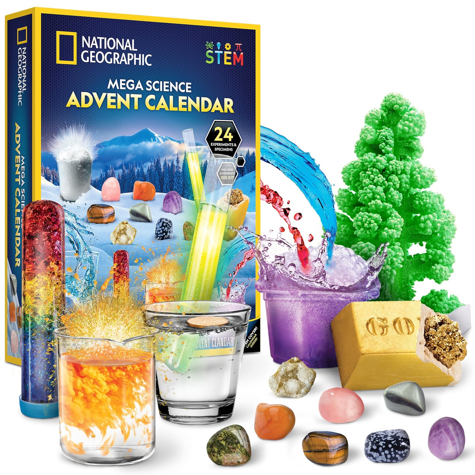 Rock Collection Science NATIONAL GEOGRAPHIC 2026 Science Kit & Rock Collection Advent Calendar ...