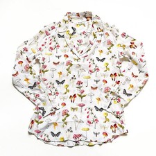 Equipment Adalyn Silk Shirt Bright White Bug Mushroom Size Small NEW NWT