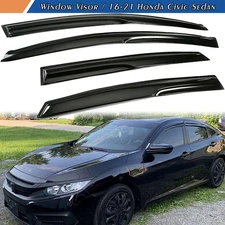 4PCS For 2016-2021 Honda Civic Sedan Black Trim Tinted Window Visor Rain Guards