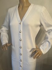 NWT St. John collection Bright White pique knit Jacket Topper Size M fits 6/8