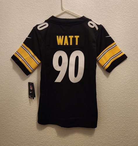Jugend Pittsburgh Steelers T.J. Watt #90 genähtes schwarzes Trikot Gr. M (10/12) neu mit Etikett