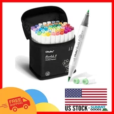 48 Vibrant Alcohol Markers Set with Brush & Fine Tips for Artistic Mastery