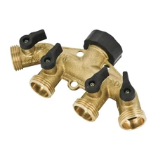 *New* Expert Gardener Brass 4-Way Hose Faucet Manifold