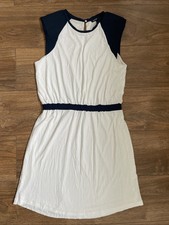 Mango Dress, White And Navy, Medium, Shoulder Pads, Party, Holiday 