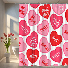 Fun Valentine's Day Shower Curtain with Heart Patterns