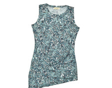 Michael Kors Women's Large Blue Paisley Sleeveless Asymmetrical Hem Mini Dress