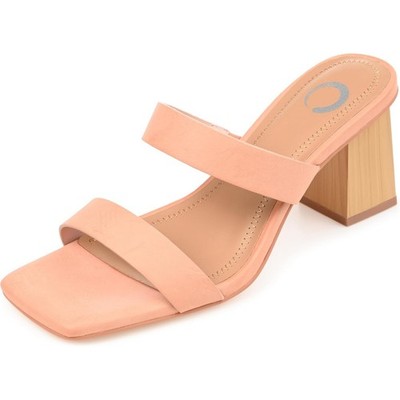 Journee Collection Women Nolla Block Heel Slide Sandals Size US 8.5M Blush Pink