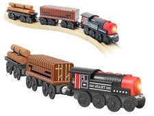 Motorized Train for Wooden Track, 3Pcs Train Toy Set for 3 4 Retro Train