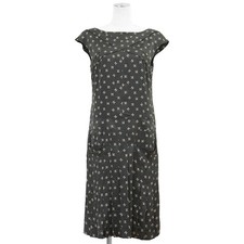 CHANEL Dress P44350 CC Logo All Over Print Women Size 38 Charcoal-gray