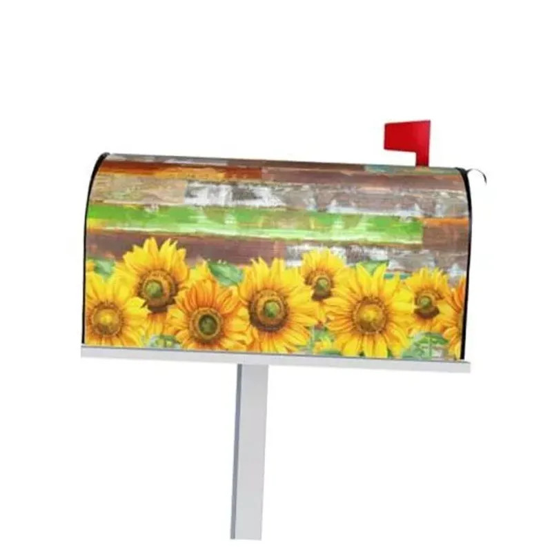 Magnetic Mailbox Cover Standard Size 21''x18'' Post Letter Box Cover Sunflowers