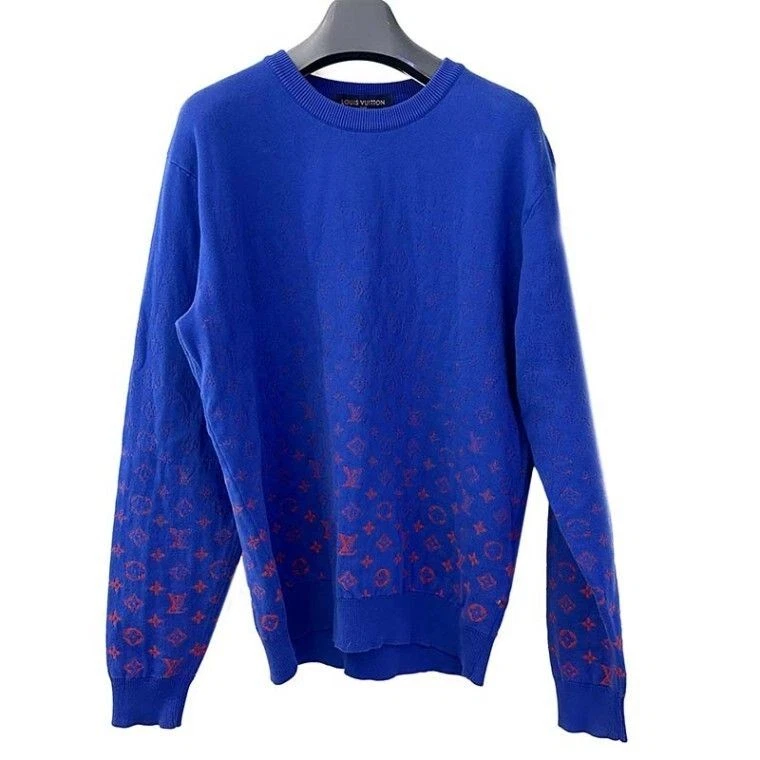 LOUIS VUITTON ロゴ ニット　薄手　セーター M ブルー LOUIS VUITTON（ニット/セーター ・ ブルー・ネイビー/青色系）の