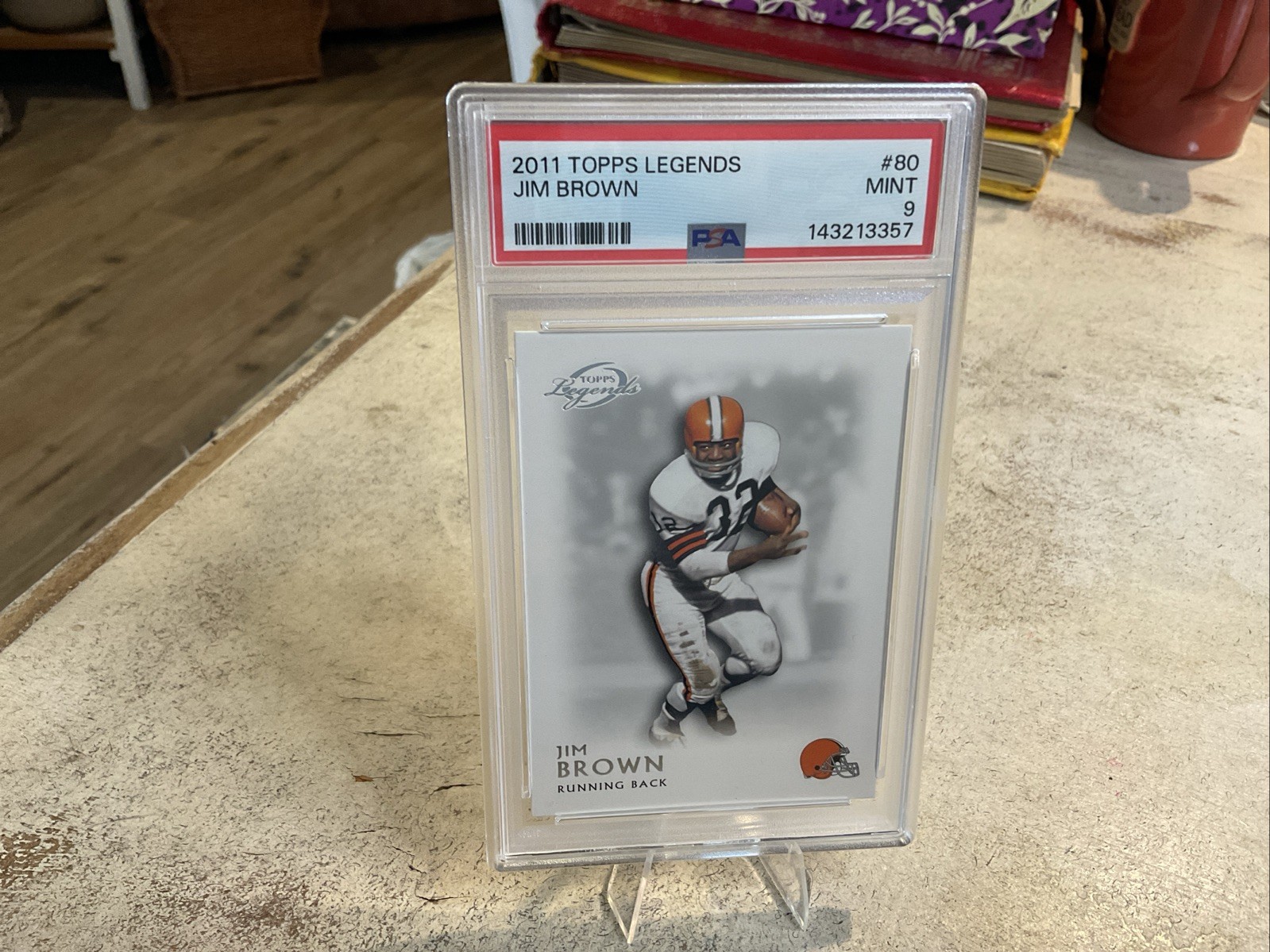 JIM BROWN CLEVELAND BROWNS HALL OF FAME RUNNING BACK TOPPS LEGENDS #80-PSA 9  view 10