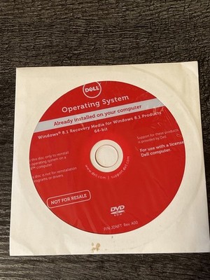 Dell Operating System Windows 8.1 Recovery Media 64 Bit DVD Sealed Genuine RGH4G