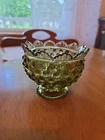 N-Fenton Colonial Green Candle Holder Hobnail Glass Bowl Patent No 3547569