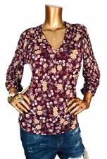 Vince Camuto M Top NWT Stretch Floral Prints Low V Cut Blouse 3/4 Sleeves Sexy