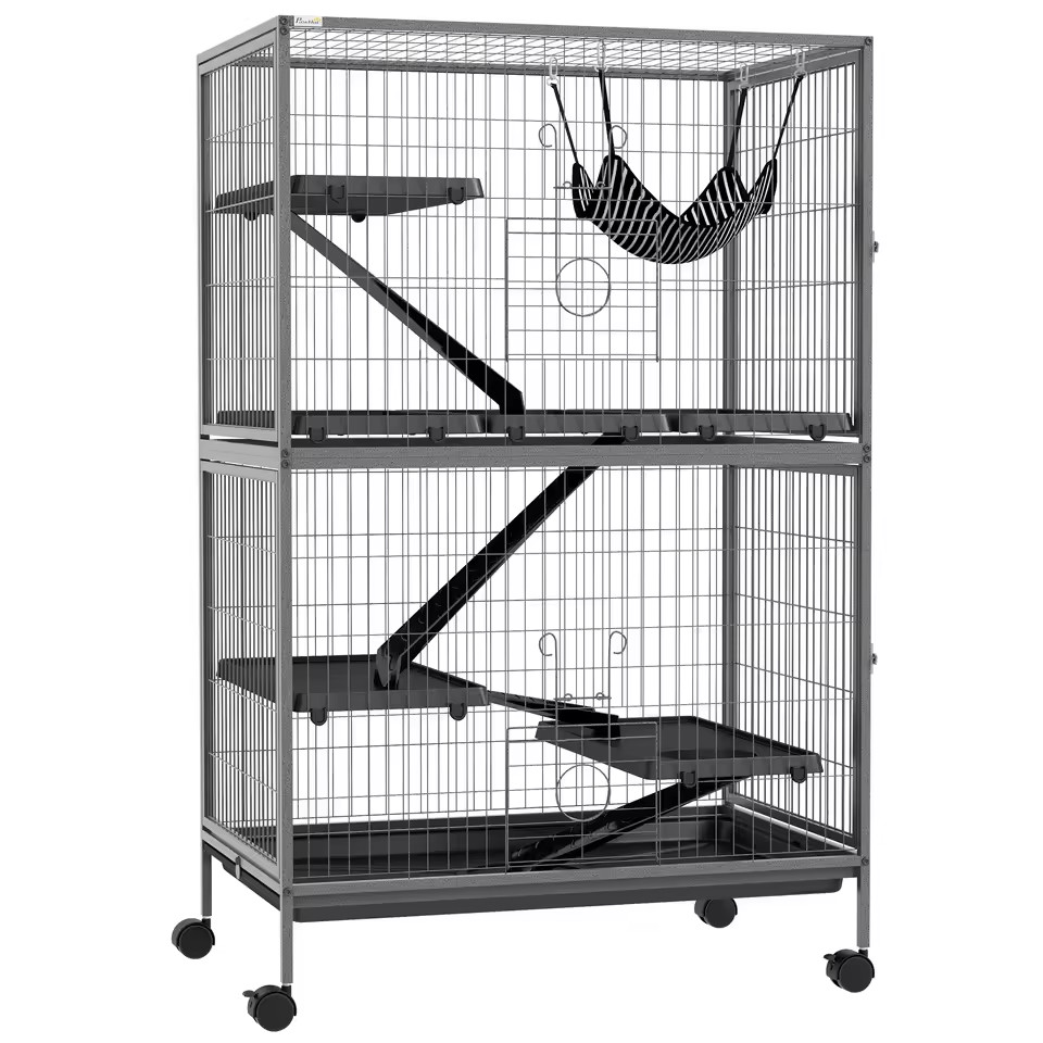 Cage rat et furet PawHut haute 128cm : la solution anti-évasion facile à nettoyer