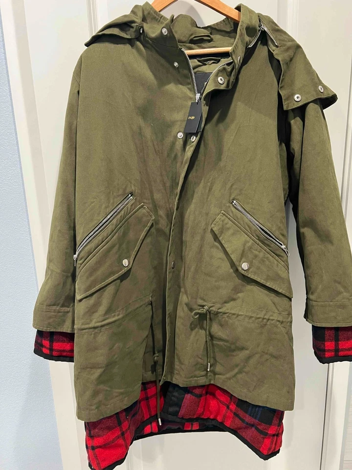 NWT Maje KAKI Layered Parka with Hood - Image 2 of 4
