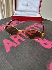 Cartier Giverny Sunglasses Vintage 18k GP Bubinga Wood Size 51-20