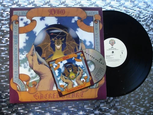 Dio ~ Sacred Heart ~ Vintage GOLD STAMP PROMO LP w/CD   Warner Bros.  1-25292
