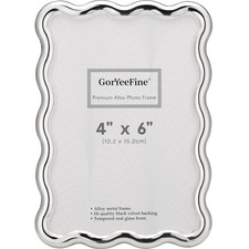 4 x 6'' Silver Heavy Duty Photo Frame,Wave Design High-End Zinc Alloy Picture...