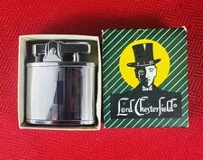 NOS Lord Chesterfield Table Lighter Morris Struhl Inc Japan Chrome Striped MCM