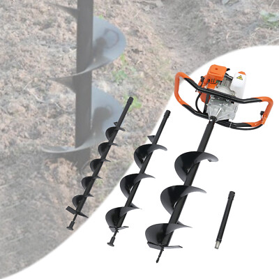 52cc/72cc 2-Stroke Fence Post Hole Digger Earth Auger Borer & 4''/6/8'' Drill Bits