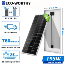 ECO-WORTHY 100W 200W 400W 1000W Watt Solar Panel Mono PV Home RV Off Grid