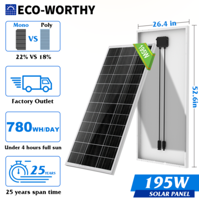 ECO-WORTHY 100W 200W 400W 1000W Watt Solar Panel Mono PV Home RV