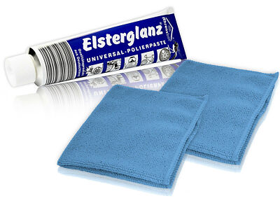 Elsterglanz 150 ml Universal Polierpaste + 2 Mikrofasertücher Politur Reiniger