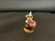 Wee Forest Folk M-223 Party Boy, teal pants, red vest, CERAMIC BASE