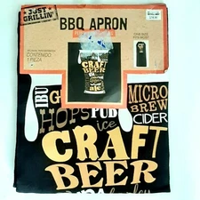 Bed Bath & Beyond Craft Beer Print Apron Prefered For Grilling BBQ Apron One...